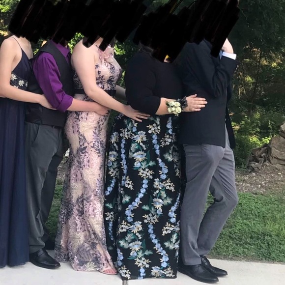 Plus Size Floral Prom Dress - Picture 3 of 4